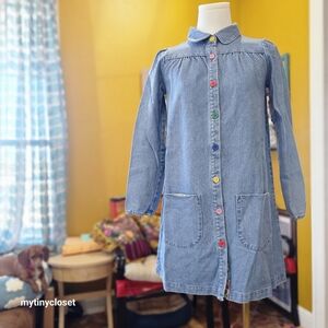 NWT Mini Boden girls long sleeve denim dress 11-12y